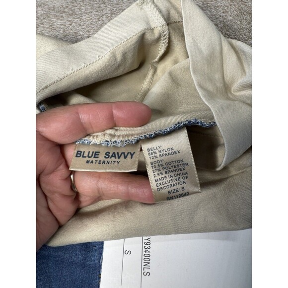 Blue Savvy Maternity Jean Shorts Women's Size S ,Cuffed Full Panel - Picture 7 of 8